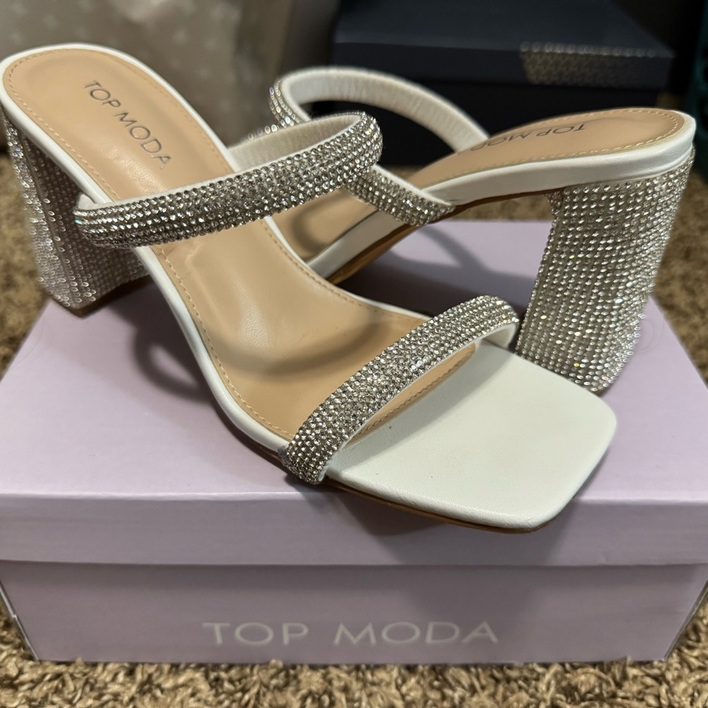 TOP Moda Women's Silver Embellished Heels